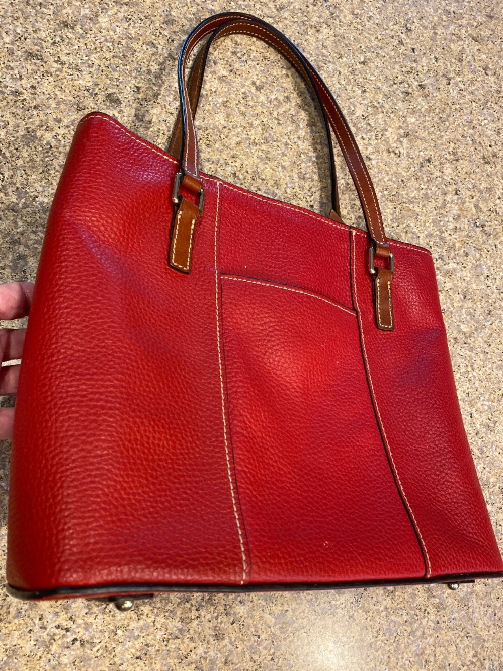 DOONEY & BOURKE Red Pebble Leather Small Lexington Tote Bag GUC - Picture 9 of 17